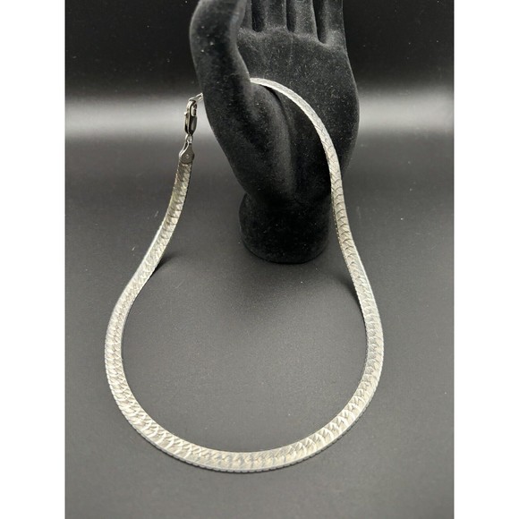 Vintage Italian Made Reversible 18”  925 Sterling Silver Wide Herringbone Chain - Picture 3 of 16